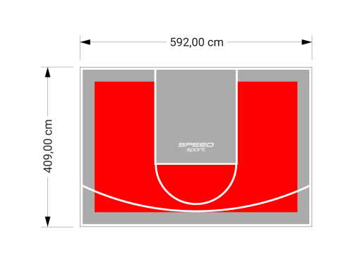 24M2/409X592CM CZERWONO-SZARE BOISKO DO KOSZYKÓWKI SPEEDSPORT HEXA POWER PRO
