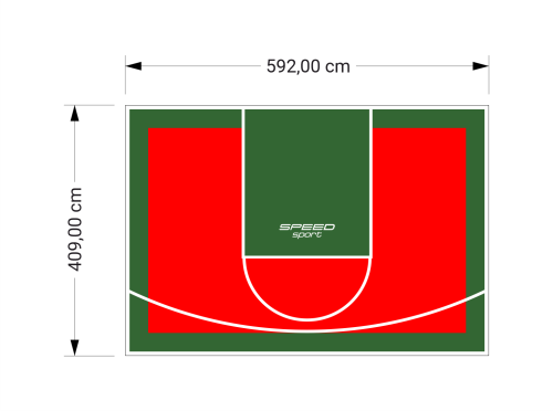 24M2/409X592CM CZERWONO-ZIELONE BOISKO DO KOSZYKÓWKI SPEEDSPORT HEXA POWER PRO