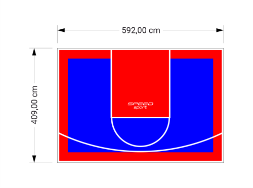 24M2/409X592CM NIEBIESKO-CZERWONE BOISKO DO KOSZYKÓWKI SPEEDSPORT HEXA POWER PRO