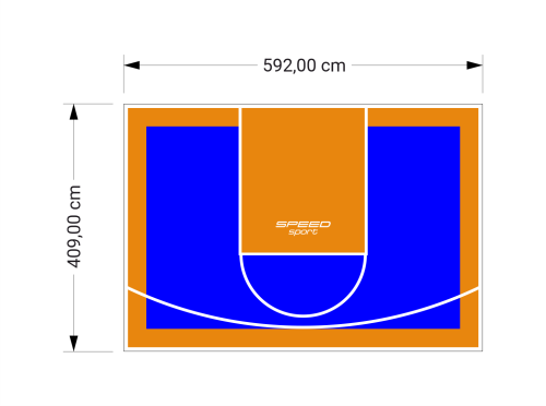 24M2/409X592CM NIEBIESKO-POMARAŃCZOWE BOISKO DO KOSZYKÓWKI SPEEDSPORT HEXA POWER PRO