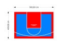 24M2/409X592CM BŁĘKITNO-CZERWONE BOISKO DO KOSZYKÓWKI SPEEDSPORT HEXA POWER PRO
