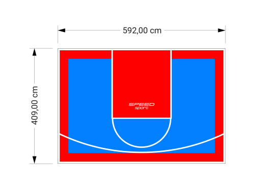24M2/409X592CM BŁĘKITNO-CZERWONE BOISKO DO KOSZYKÓWKI SPEEDSPORT HEXA POWER PRO