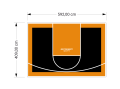 24M2/409X592CM CZARNO-POMARAŃCZOWE BOISKO DO KOSZYKÓWKI SPEEDSPORT HEXA POWER PRO