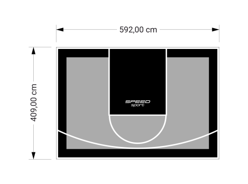 24M2/409X592CM SZARO-CZARNE BOISKO DO KOSZYKÓWKI SPEEDSPORT HEXA POWER PRO