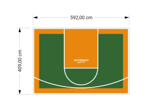 24M2/409X592CM ZIELONO-POMARAŃCZOWE BOISKO DO KOSZYKÓWKI SPEEDSPORT HEXA POWER PRO