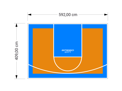 24M2/409X592CM POMARAŃCZOWO-BŁĘKITNE BOISKO DO KOSZYKÓWKI SPEEDSPORT HEXA POWER PRO