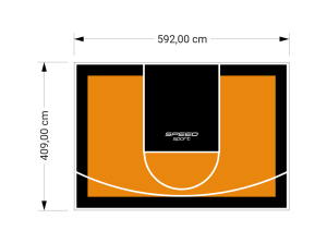 24M2/409X592CM POMARAŃCZOWO-CZARNE BOISKO DO KOSZYKÓWKI SPEEDSPORT HEXA POWER PRO