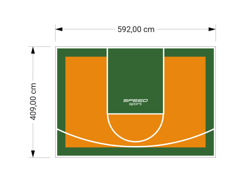 24M2/409X592CM POMARAŃCZOWO-ZIELONE BOISKO DO KOSZYKÓWKI SPEEDSPORT HEXA POWER PRO