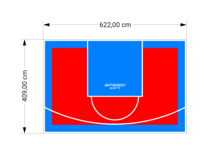 26M2/409X622CM CZERWONO-BŁĘKITNE BOISKO DO KOSZYKÓWKI SPEEDSPORT HEXA POWER PRO