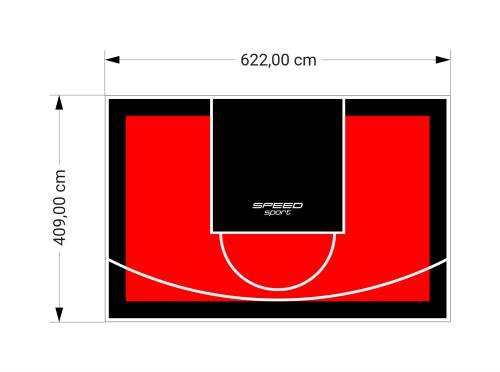 26M2/409X622CM CZERWONO-CZARNE BOISKO DO KOSZYKÓWKI SPEEDSPORT HEXA POWER PRO