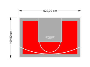 26M2/409X622CM CZERWONO-SZARE BOISKO DO KOSZYKÓWKI SPEEDSPORT HEXA POWER PRO