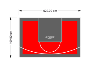 26M2/409X622CM CZERWONO-GRAFITOWE BOISKO DO KOSZYKÓWKI SPEEDSPORT HEXA POWER PRO