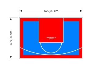 26M2/409X622CM BŁĘKITNO-CZERWONE BOISKO DO KOSZYKÓWKI SPEEDSPORT HEXA POWER PRO