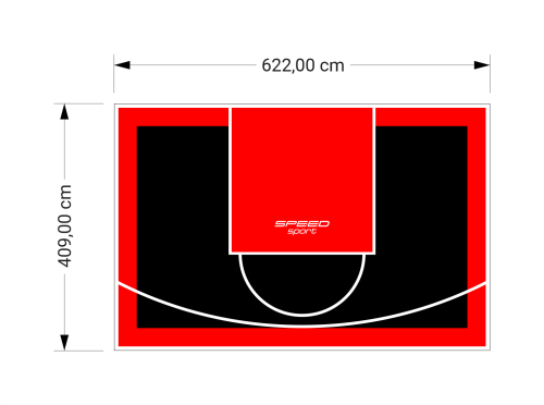 26M2/409X622CM CZARNO-CZERWONE BOISKO DO KOSZYKÓWKI SPEEDSPORT HEXA POWER PRO