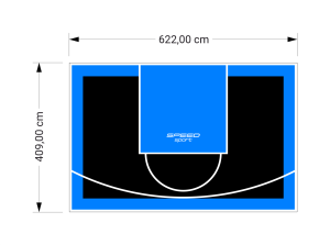 26M2/409X622CM CZARNO-BŁĘKITNE BOISKO DO KOSZYKÓWKI SPEEDSPORT HEXA POWER PRO