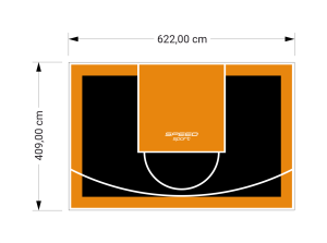 26M2/409X622CM CZARNO-POMARAŃCZOWE BOISKO DO KOSZYKÓWKI SPEEDSPORT HEXA POWER PRO