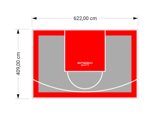 26M2/409X622CM SZARO-CZERWONE BOISKO DO KOSZYKÓWKI SPEEDSPORT HEXA POWER PRO