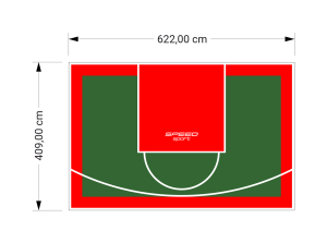 26M2/409X622CM ZIELONO-CZERWONE BOISKO DO KOSZYKÓWKI SPEEDSPORT HEXA POWER PRO