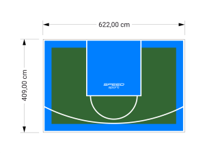 26M2/409X622CM ZIELONO-BŁĘKITNE BOISKO DO KOSZYKÓWKI SPEEDSPORT HEXA POWER PRO
