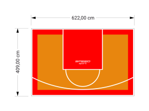 26M2/409X622CM POMARAŃCZOWO-CZERWONE BOISKO DO KOSZYKÓWKI SPEEDSPORT HEXA POWER PRO