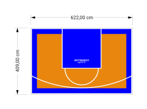 26M2/409X622CM POMARAŃCZOWO-NIEBIESKIE BOISKO DO KOSZYKÓWKI SPEEDSPORT HEXA POWER PRO