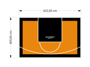 26M2/409X622CM POMARAŃCZOWO-CZARNE BOISKO DO KOSZYKÓWKI SPEEDSPORT HEXA POWER PRO
