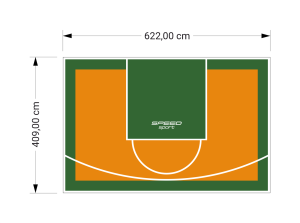 26M2/409X622CM POMARAŃCZOWO-ZIELONE BOISKO DO KOSZYKÓWKI SPEEDSPORT HEXA POWER PRO