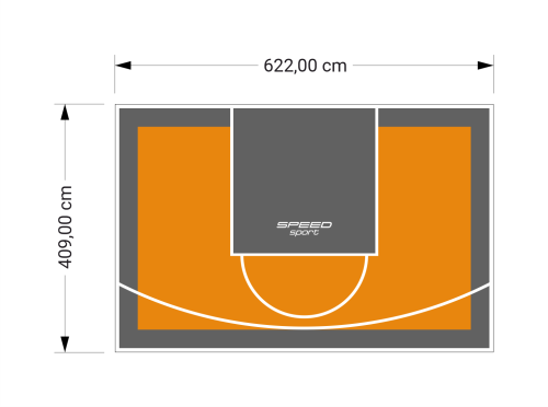 26M2/409X622CM POMARAŃCZOWO-GRAFITOWE BOISKO DO KOSZYKÓWKI SPEEDSPORT HEXA POWER PRO