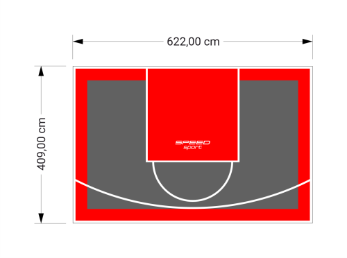 26M2/409X622CM GRAFITOWO-CZERWONE BOISKO DO KOSZYKÓWKI SPEEDSPORT HEXA POWER PRO
