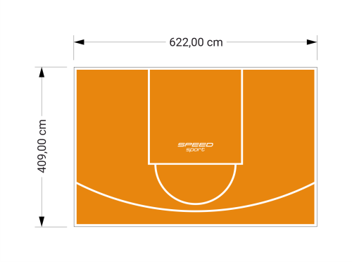 26M2/409X622CM POMARAŃCZOWE BOISKO DO KOSZYKÓWKI SPEEDSPORT HEXA POWER PRO