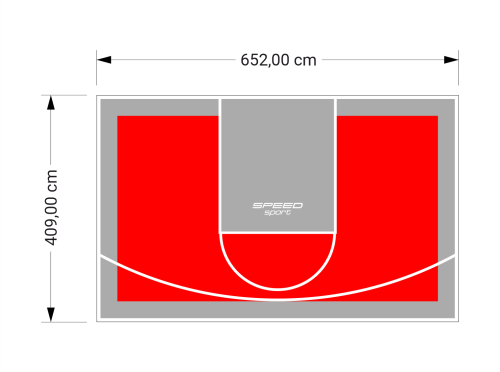 27M2/409X652CM CZERWONO-SZARE BOISKO DO KOSZYKÓWKI SPEEDSPORT HEXA POWER PRO