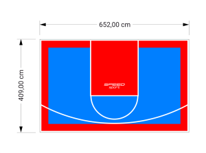 27M2/409X652CM BŁĘKITNO-CZERWONE BOISKO DO KOSZYKÓWKI SPEEDSPORT HEXA POWER PRO
