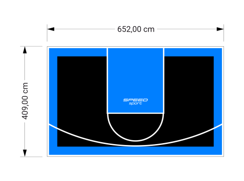 27M2/409X652CM CZARNO-BŁĘKITNE BOISKO DO KOSZYKÓWKI SPEEDSPORT HEXA POWER PRO