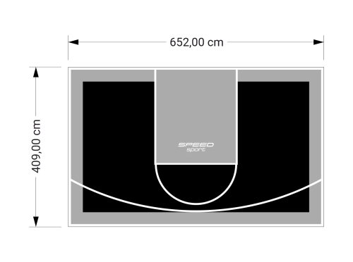 27M2/409X652CM CZARNO-SZARE BOISKO DO KOSZYKÓWKI SPEEDSPORT HEXA POWER PRO
