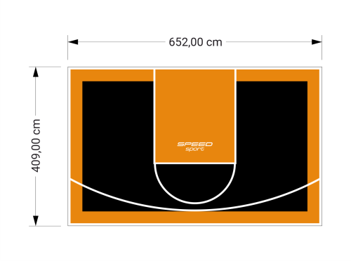 27M2/409X652CM CZARNO-POMARAŃCZOWE BOISKO DO KOSZYKÓWKI SPEEDSPORT HEXA POWER PRO