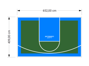 27M2/409X652CM ZIELONO-BŁĘKITNE BOISKO DO KOSZYKÓWKI SPEEDSPORT HEXA POWER PRO