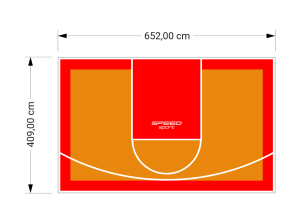 27M2/409X652CM POMARAŃCZOWO-CZERWONE BOISKO DO KOSZYKÓWKI SPEEDSPORT HEXA POWER PRO