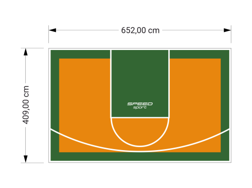 27M2/409X652CM POMARAŃCZOWO-ZIELONE BOISKO DO KOSZYKÓWKI SPEEDSPORT HEXA POWER PRO