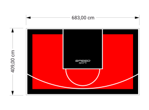 28M2/409X683CM CZERWONO-CZARNE BOISKO DO KOSZYKÓWKI SPEEDSPORT HEXA POWER PRO