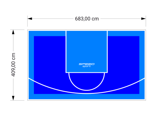 28M2/409X683CM NIEBIESKO-BŁĘKITNE BOISKO DO KOSZYKÓWKI SPEEDSPORT HEXA POWER PRO