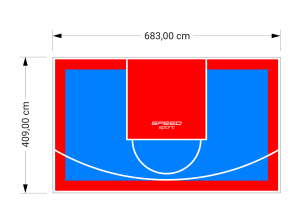 28M2/409X683CM BŁĘKITNO-CZERWONE BOISKO DO KOSZYKÓWKI SPEEDSPORT HEXA POWER PRO