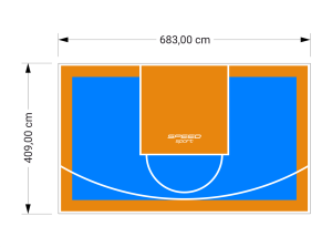 28M2/409X683CM BŁĘKITNO-POMARAŃCZOWE BOISKO DO KOSZYKÓWKI SPEEDSPORT HEXA POWER PRO