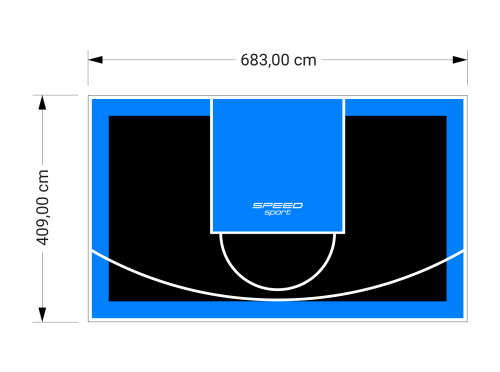 28M2/409X683CM CZARNO-BŁĘKITNE BOISKO DO KOSZYKÓWKI SPEEDSPORT HEXA POWER PRO