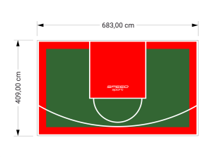 28M2/409X683CM ZIELONO-CZERWONE BOISKO DO KOSZYKÓWKI SPEEDSPORT HEXA POWER PRO