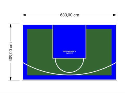 28M2/409X683CM ZIELONO-NIEBIESKIE BOISKO DO KOSZYKÓWKI SPEEDSPORT HEXA POWER PRO
