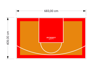 28M2/409X683CM POMARAŃCZOWO-CZERWONE BOISKO DO KOSZYKÓWKI SPEEDSPORT HEXA POWER PRO