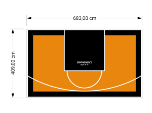 28M2/409X683CM POMARAŃCZOWO-CZARNE BOISKO DO KOSZYKÓWKI SPEEDSPORT HEXA POWER PRO
