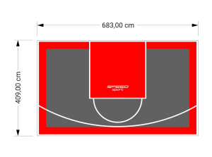 28M2/409X683CM GRAFITOWO-CZERWONE BOISKO DO KOSZYKÓWKI SPEEDSPORT HEXA POWER PRO