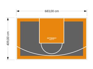 28M2/409X683CM GRAFITOWO-POMARAŃCZOWE BOISKO DO KOSZYKÓWKI SPEEDSPORT HEXA POWER PRO