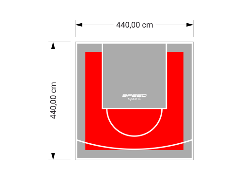 19M2/440X440CM CZERWONO-SZARE BOISKO DO KOSZYKÓWKI SPEEDSPORT HEXA POWER PRO